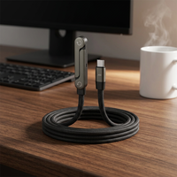 Support de téléphone pliable transfrontalier avec câble USB Type C à tête coudée de 1,5 mètre, entièrement compatible avec la charge rapide 240W