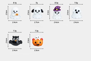 Venta al por mayor de dijes de resina de animales de Halloween, pintados a mano, con diseño de búho fantasma místico y aburrido, estilo Whimsigoth, en miniatura, para moda B2B de Halloween - Product Image 2
