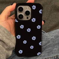 Coque Souple en Silicone Bleu Jasmin Premium pour iPhone 16 15 14 13 12 11 Pro Max, Étui de Protection Anti-Chute pour Filles