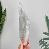 Plaque de sélénite polie, cristal naturel transparent, bord irrégulier lisse, haute qualité, taille personnalisée pour la décoration intérieure