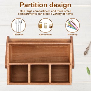 Support en bois multifonctionnel, organiseur, porte-couverts en bois d'acacia, porte-ustensiles en bois d'acacia avec poignée - Product Image 5