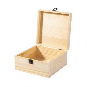 Boîte de rangement en bois de pin naturel avec couvercle, organisateur rectangulaire à charnières pour articles divers et bijoux, fabriqué au Vietnam - Product Image 1