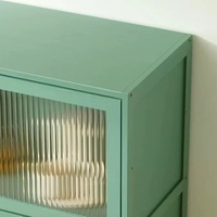 Armoire de cuisine sur pied avec porte anti-poussière rabattable, armoire de rangement de cuisine en bambou pour bols, épices, vaisselle, organisateur