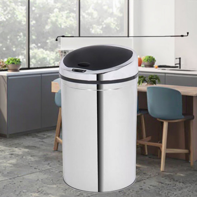 Superior Quality 40-Liter Smart Automatic Stainless Steel Sensor Trash Can Dustbin Waste Bin with Lid for Kitchen or Office