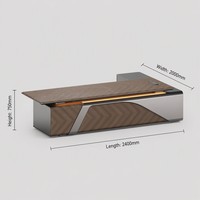 Escritorio Ejecutivo Moderno con Carga Inalámbrica Inteligente, Textura 3D, Pintura Taiho, Mesa de Lujo para Jefes, Muebles de Oficina de Grado E1
