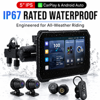 Navegador GPS para Motocicleta, Impermeable, Pantalla IPS de 5 Pulgadas 854*480, con DVR, TPMS, CarPlay Inalámbrico, Unidad de Tablero Inteligente