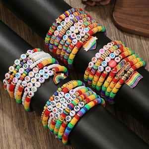 Pulseras <span class=keywords><strong>del</strong></span> Orgullo LGBT, Pulsera de Cuentas de Arcilla Arcoíris de Apoyo LGBT, Brazalete Gay para el Día <span class=keywords><strong>del</strong></span> Orgullo, Desfiles, Decoraciones, Fiestas - Product Image 2