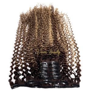 Extensiones de <span class=keywords><strong>Cabello</strong></span> Humano Real con Clip VMAE, <span class=keywords><strong>Cabello</strong></span> Virgen Natural con Raíz Oscura, <span class=keywords><strong>Balayage</strong></span> 613, Reflejos Rubios, Rizado Afro, Rizado Profundo - Product Image 1