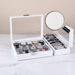 Boîte de rangement pour <span class=keywords><strong>montres</strong></span> en MDF professionnelle avec boîte cadeau individuelle - Organisateur de <span class=keywords><strong>montres</strong></span> blanc pour la maison et le bureau - Product Image 1