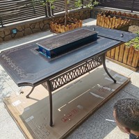 Table de barbecue en aluminium moulé de style européen pour l'extérieur, table à manger pour cour, villa, jardin, table de barbecue électrique au charbon de bois