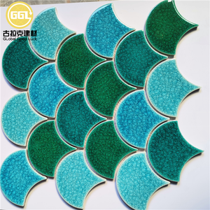 Glace Craquelé <span class=keywords><strong>D</strong></span>éco Mosaïque En Forme <span class=keywords><strong>D</strong></span>'éventail Écailles <span class=keywords><strong>De</strong></span> Poisson Carrelage Céramique Verte Pour Cuisine Dosseret Mur - Product Image 5