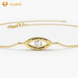 VLOVE all'ingrosso gioielli in oro minimalista gioielli con diamanti 14k impostazione del canale diamante braccialetto malocchio