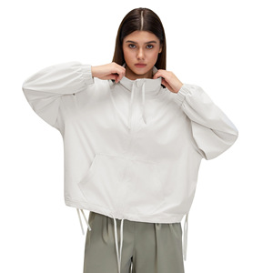 Chaqueta con cordón y cuello alto para mujer, corte holgado, transpirable, de secado rápido, para correr y hacer ejercicio, D26005 - Product Image 1