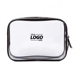 Tsa Approved Makeup <b>Bag</b>, Small <b>Clear</b> Cosmetic Pouch <b>Toiletries</b>, 6.6"X2.3"X4.7" Travel <b>Bag</b> for Men and Women - Product Image 2