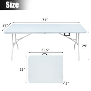 DB Mesa plegable portátil de 6 pies con soporte de alta carga de Metal y plástico para patio, Camping, Picnics, fiestas, Color blanco - Product Image 5