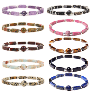 Braccialetto di perline di pietra quadrata di lapislazzuli <span class=keywords><strong>ametista</strong></span> naturale <span class=keywords><strong>bracciale</strong></span> rettangolare di lapislazzuli lilla energy yoga - Product Image 2
