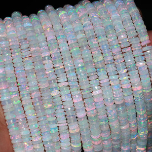 Perles d'opale éthiopienne : brin de perles Heishi facettées de 6 mm pour la création de bijoux - Product Image 3