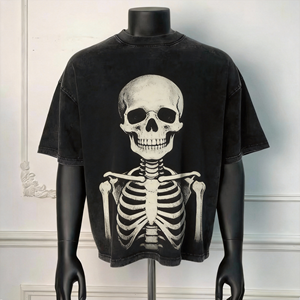 เสื้อยืดผู้ชายแนวสตรีทพิมพ์ลายโอเวอร์ไซส์สไตล์วินเทจ - Product Image 1