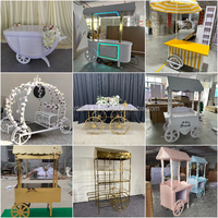 Chariot à bonbons en acier inoxydable doré au prix d'usine, chariot à bonbons en métal, présentoir à desserts pour événements de mariage et fêtes