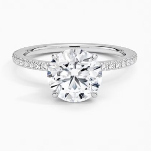 Bague de fiançailles en or 18 carats avec diamant de laboratoire certifié IGI 1-2 carats, couleur D, pureté VS1, pavé, bague de mariée personnalisée - Product Image 2