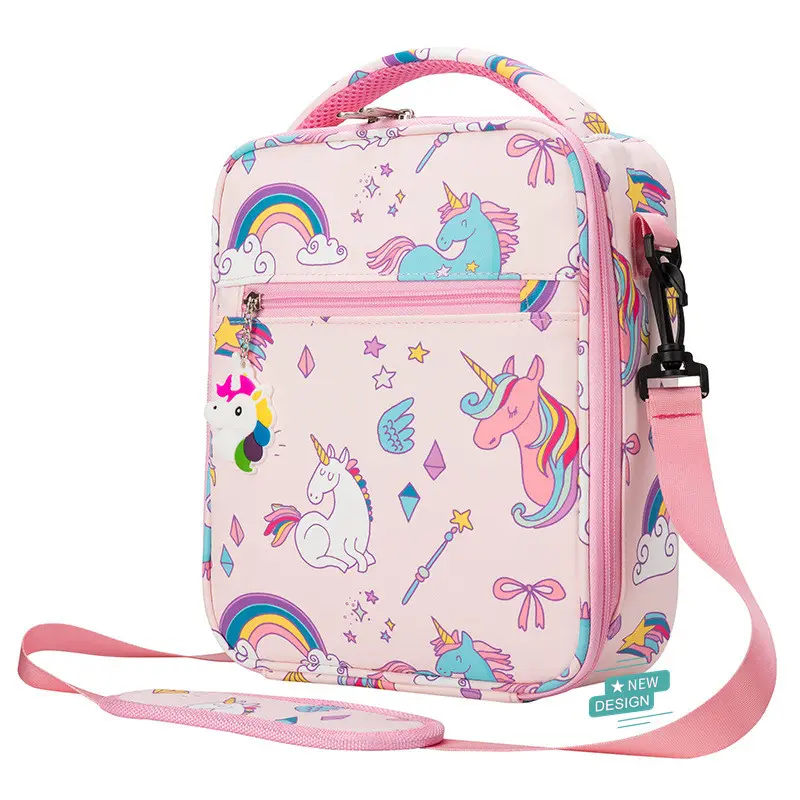 Sac à déjeuner licorne mignon, boîte à déjeuner isotherme de dessin animé, fournitures de pique-nique, sac isotherme pour enfants, fille et garçon