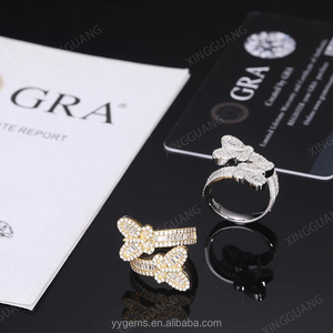 Bague papillon style mode, diamant moissanite VVS, certificat GRA, passe le testeur de diamants, plaqué or, argent sterling 925, cadeau - Product Image 2