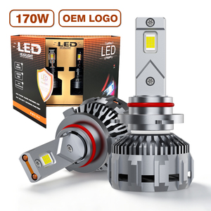 หลอดไฟหน้า LED M8ต่ำ170W แบบท่อทองแดงคู่ H1 <span class=keywords><strong>H7</strong></span> H3 H8 H9 H11 H16 HB3 9005 HB4 9006 K 12V 24V พร้อมส่ง - Product Image 1