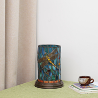 Lampe de table style Tiffany, libellule verte, verre teinté, lampe de chevet, lampe de nuit, art fait main, décoration d'intérieur, cadeaux de Noël