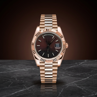 Montre de plongée analogique résistante à l'eau Dateday Rose Gold Brown Miyotas S Logo Seiko NH35 Movement MOD Dial