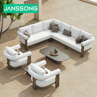 Ensemble de canapés de luxe modernes en aluminium en forme de L, mobilier de jardin, mobilier de piscine en métal, canapés d'extérieur
