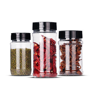 Jar Storage Powder Jar Transparent PET Plastic Spice Seasoning Bottle Jar With Shaker Lid Pepper Shaker With Flapper Lid For Salt Herbs Powders Storage