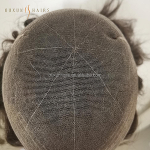 Protesi Capillare <span class=keywords><strong>Uomo</strong></span> HD in Pizzo Francese, Sistema <span class=keywords><strong>di</strong></span> Capelli Grigi Indiani Remy Naturali Ondulati, Densità 100% PU, Sostituzione Protesi Capillare - Product Image 3