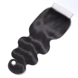 पेरू शरीर लहर 4*4 फीता क्लोजर मुफ्त/मध्य/तीन भाग 100% मानव बाल क्लोजर प्राकृतिक रंग स्विस फीता