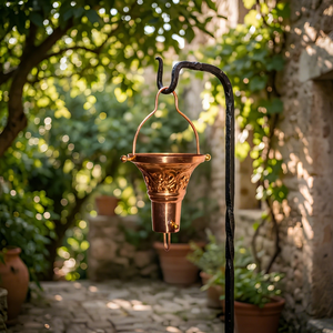 Cadena de Lluvia Colgante de Cobre con Diseño Floral para Decoración de Jardín Exterior - Product Image 1