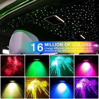 Kit d'éclairage de plafond à fibres optiques scintillantes DC12V pour toit de voiture, avec moteur LED RGBW et télécommande RF 24 touches, contrôle par application