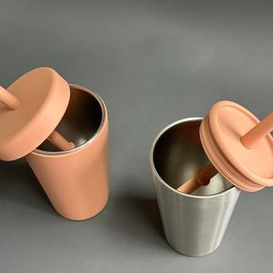 热销无双酚a不锈钢杯餐具套装，带硅胶杯盖和儿童吸管 - Product Image 6