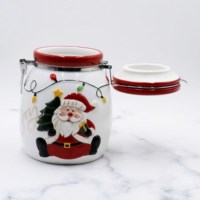 Pot à bonbons de Noël en céramique, motif personnalisable, récipient de rangement alimentaire en céramique, pot à bonbons et biscuits de Noël