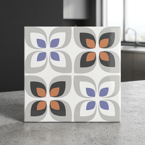 Carreaux de sol en céramique de porcelaine émaillée gris antidérapants pour intérieur, motif floral marocain moderne, 40x40cm, 10mm - Product Image 3