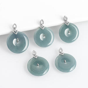 จี้หยกเจไดต์ธรรมชาติทรงโดนัทสีน้ำเงินใส เงินแท้ S925 เครื่องประดับผู้หญิง สไตล์จีน พร้อมใบรับรอง D674 - Product Image 3