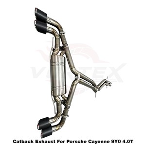 Vortex Lightweight Natural Titanium Full <b>Exhaust</b> System With Vacuum Valve For Porsche Cayenne 9Y0 4.0T - Product Image 4