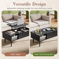 Table basse moderne en bois avec plateau relevable, compartiment caché, grande étagère de rangement et plateau relevable – Montage facile pour salon