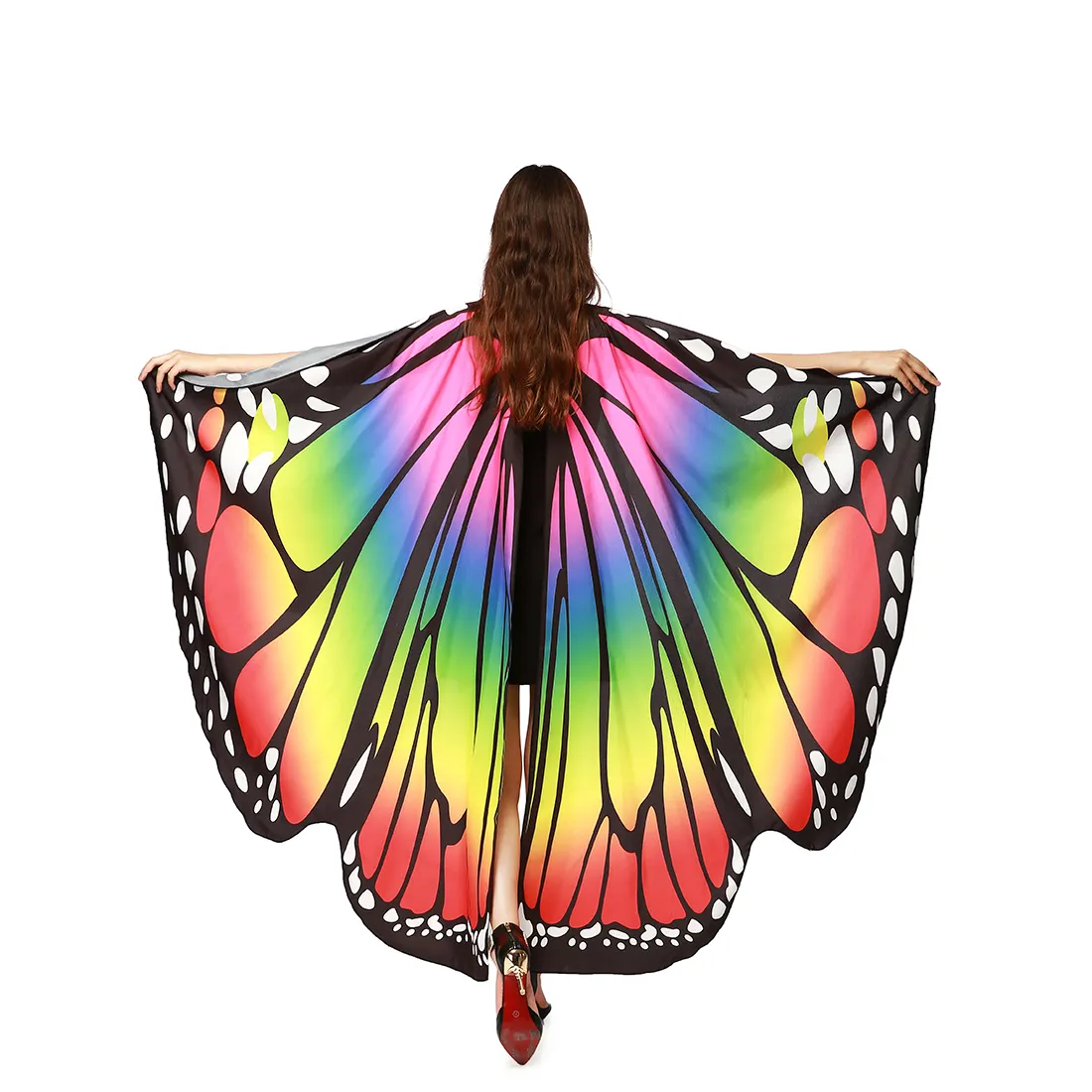 Amazon Hot Selling Fairy Printed Chiffon Cape Butterfly Wings Shawl Chiffon halloween costume