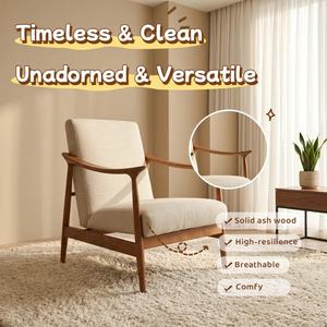 Fauteuil d'appoint moderne de luxe pour salon, avec dossier haut et tissu en mélange de lin, idéal pour chambre, appartement, hôtel - Product Image 4