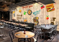 Papier peint mural pour la décoration intérieure de restaurants gastronomiques, de boutiques de hamburgers, de poulet frit, de pizzerias et de cafés