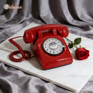 <span class=keywords><strong>Telefono</strong></span> Fisso Retrò Vintage con Disco Rotante Rosso Stile Anni '60 e '80 per Casa e Hotel - Product Image 1