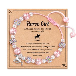 Pulsera con Dijes de Cebra Rosa, Colgante de Caballo y Pony, Perla Tejida a Mano, Regalo de Amistad para Mujer en Aleación de Zinc - Product Image 2