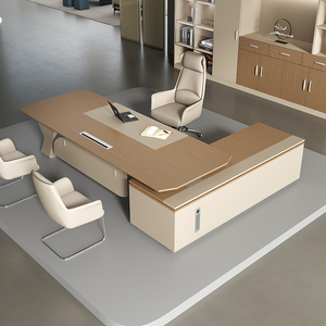 Escritorio de oficina ejecutivo moderno y personalizado en forma de L Diseño de madera <span class=keywords><strong>MFC</strong></span> duradero con material MDF para uso en la oficina - Product Image 2