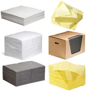 Chemical Absorbent Oil Spill Polymer Super Absorbing Sheets For Response Good Absorbency Yellow Hazmat Rapid Absorption Of Pad