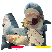 Peluche de Tiburón, Muñeco de Peluche, Lindo, Bordado, Algodón Orgánico, Relleno de Algodón PP, Súper Suave, Alivio del Estrés, Unisex para Princesa