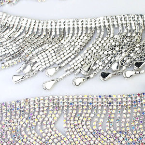 Haut de gamme Waterdrop Fringe Verre Cristal Décolleté <span class=keywords><strong>Strass</strong></span> Appliques pour Robes De Mariée WNLC-132 - Product Image 6